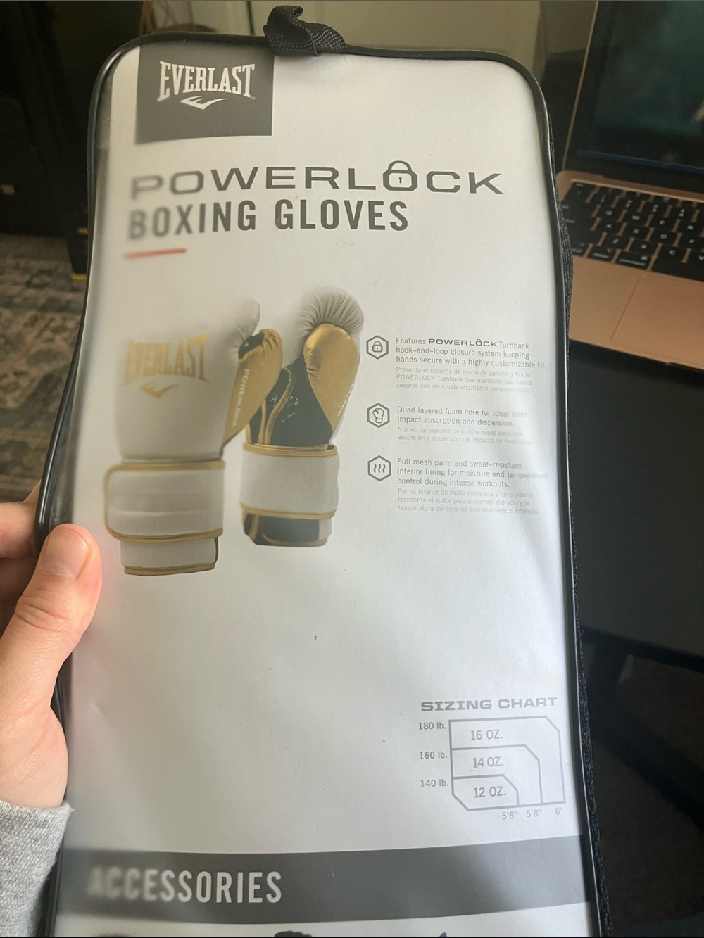 Everlast White and Gold Training Boxing Gloves - Picture 3 of 7